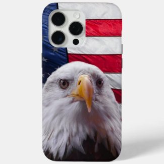 American Bald eagle and American Flag
