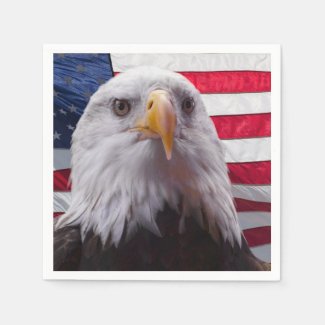 American Bald eagle and American Flag