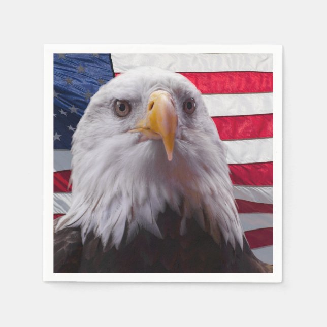American Bald eagle and American Flag Napkins (Front)