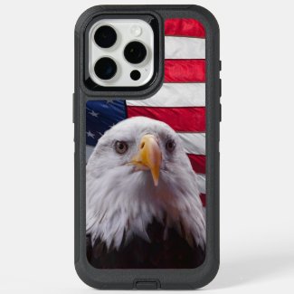 American Bald eagle and American Flag