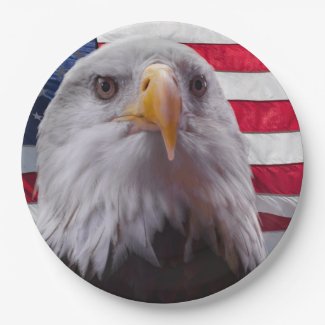 American Bald eagle and American Flag