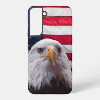 American Bald eagle and American Flag