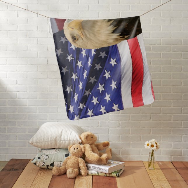 American Bald Eagle and Flag Baby Blanket (In Situ)