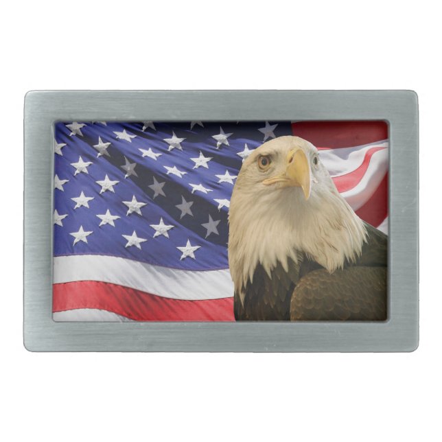 American Bald Eagle and Flag Belt Buckle (Front)