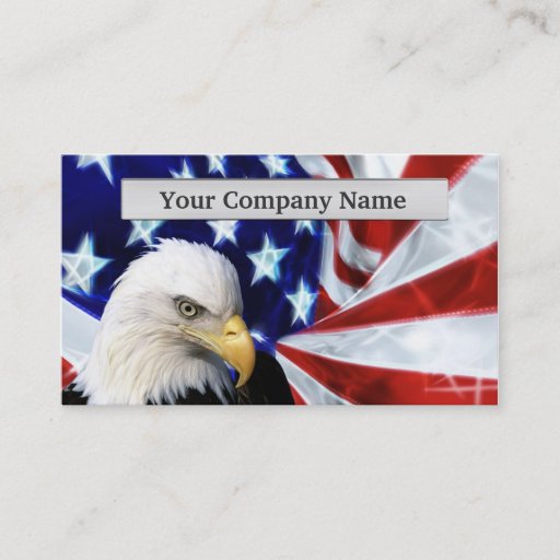 Customizable American Bald Eagle and Flag Business cards
