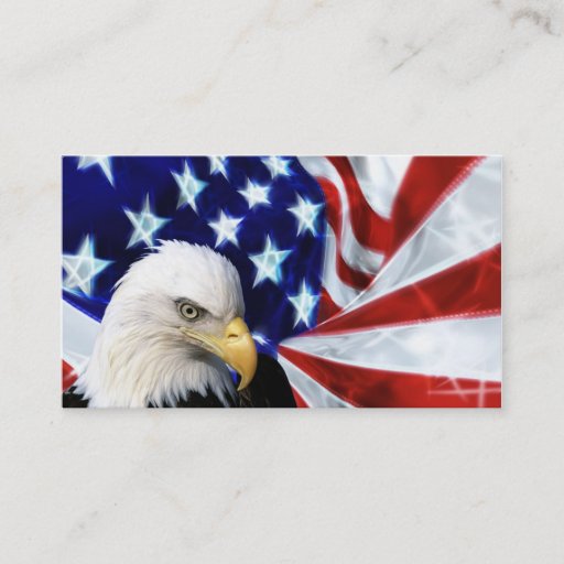 Customizable American Bald Eagle and Flag Business cards