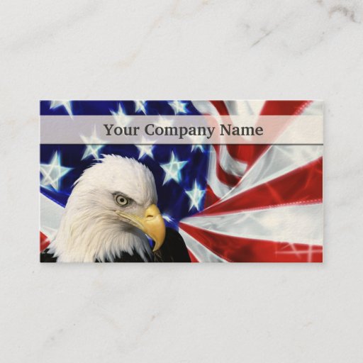 Customizable American Bald Eagle and Flag Business cards
