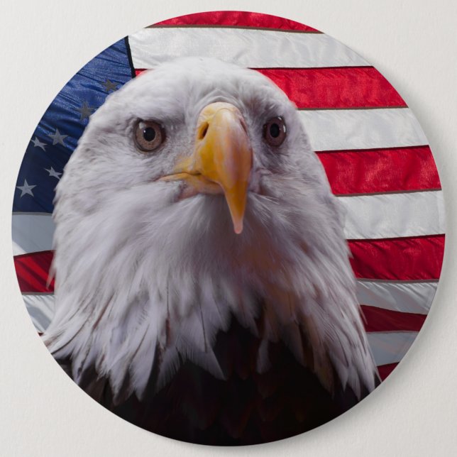 American Bald eagle and flag Button (Front)