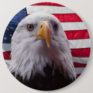 American Bald eagle and flag Button