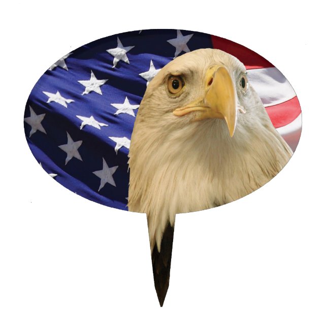 American Bald Eagle and Flag Cake Topper (Front)