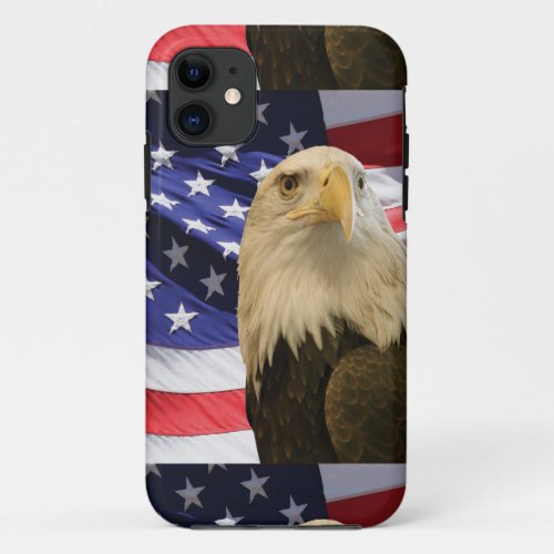 American Bald Eagle and Flag iPhone 11 Case