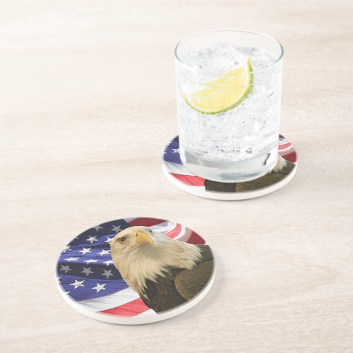 American Bald Eagle and Flag Coaster