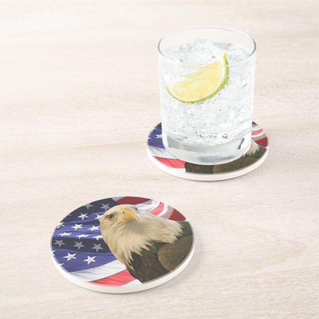 American Bald Eagle and Flag Coaster (Side)
