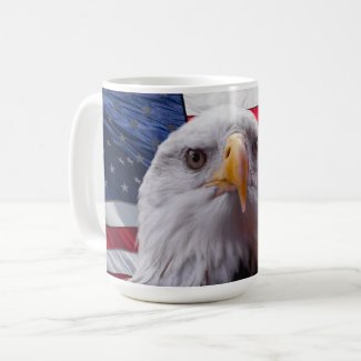 American bald eagle and Flag