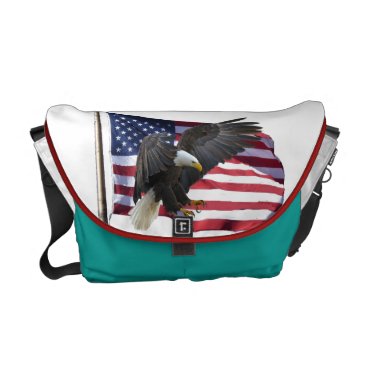 American Bald Eagle and Flag Courier Bag American Bald Eagle and Flag Courier Bag