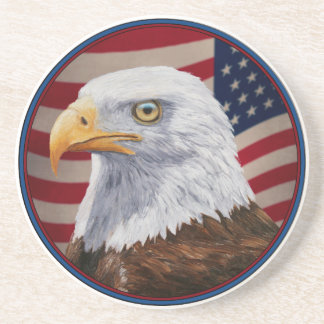 American Bald Eagle and Flag Drink Coaster