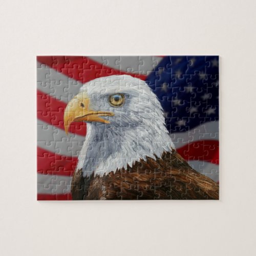 American Bald Eagle and Flag Jigsaw Puzzle