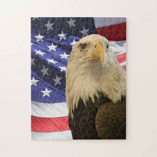 American Bald Eagle and Flag Jigsaw Puzzle