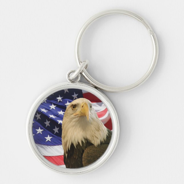 American Bald Eagle and Flag Keychain (Front)