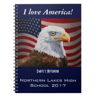 American Bald Eagle and Flag Notebook