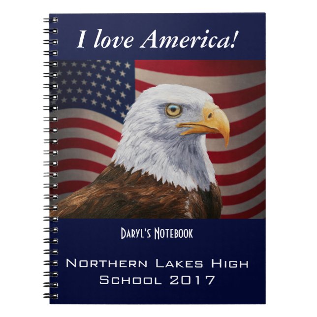 American Bald Eagle and Flag Notebook (Front)
