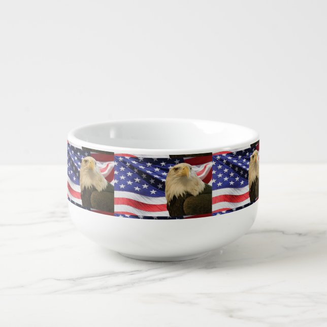 American Bald Eagle and Flag Soup Mug (Front)