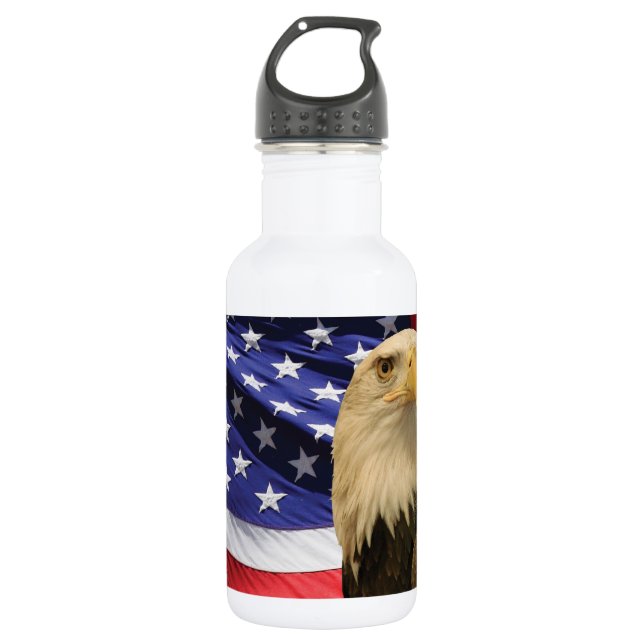 American Bald Eagle and Flag Stainless Steel Water Bottle (Front)