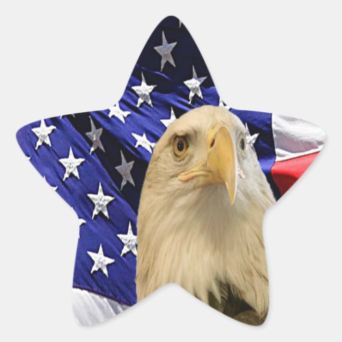 American Bald Eagle and Flag Star Sticker