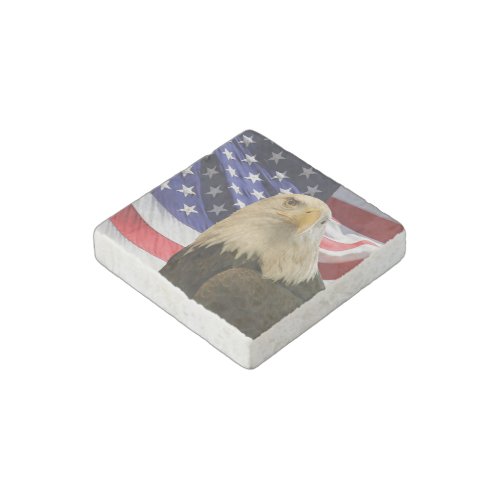 American Bald Eagle and Flag Stone Magnet