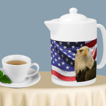 American Bald Eagle and Flag