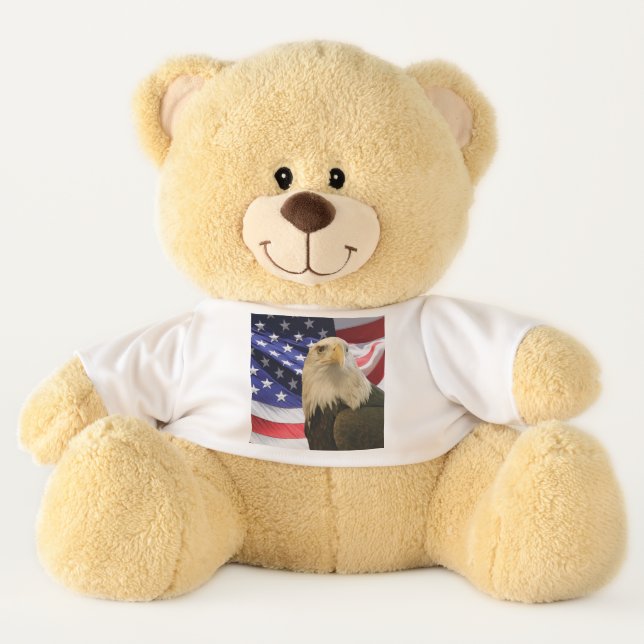 American Bald Eagle and Flag Tee on Teddy Bear Toy (Front)