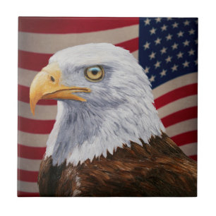 American Bald Eagle and Flag Tile