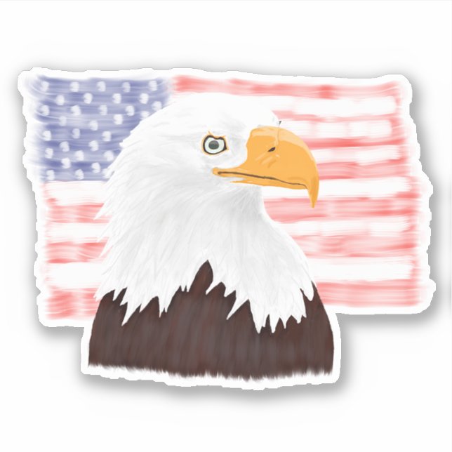 American Bald Eagle and Flag - transparent. Sticker (Front)
