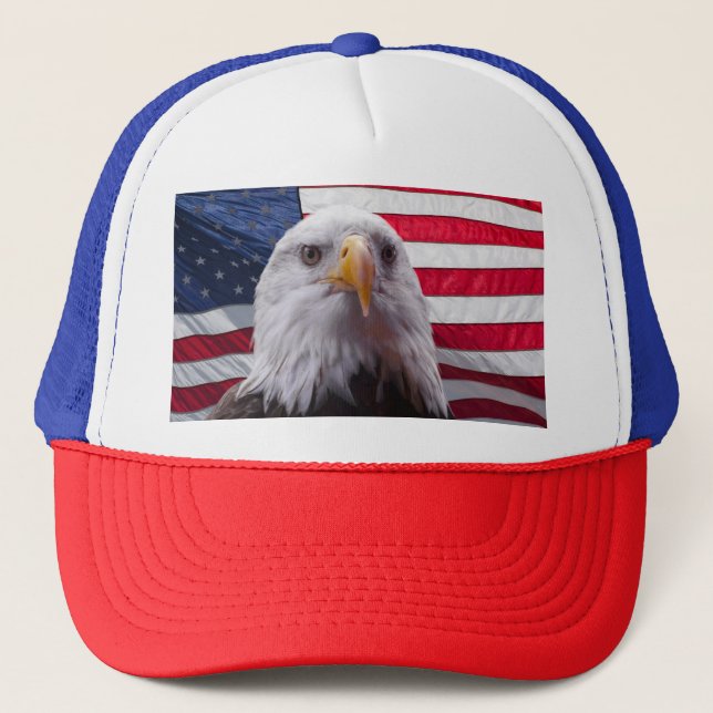 American Bald eagle and Flag Trucker Hat (Front)