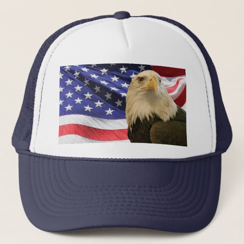 American Bald Eagle and Flag Trucker Hat