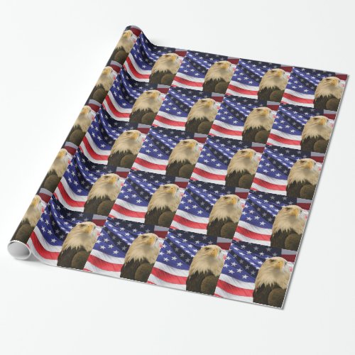 American Bald Eagle and Flag Wrapping Paper
