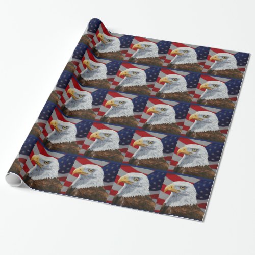 American Bald Eagle and Flag Wrapping Paper