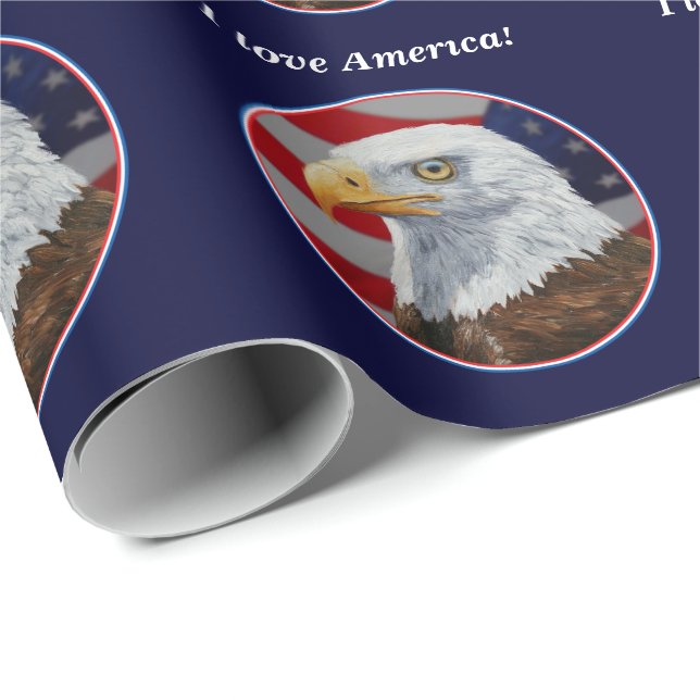 American Bald Eagle and Flag Wrapping Paper (Roll Corner)