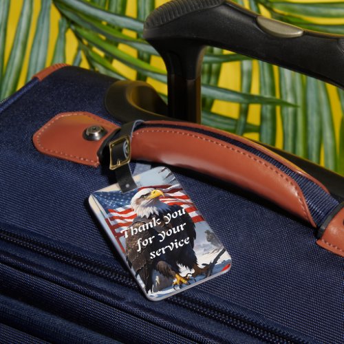American Bald Eagle and the American Flag Luggage Tag