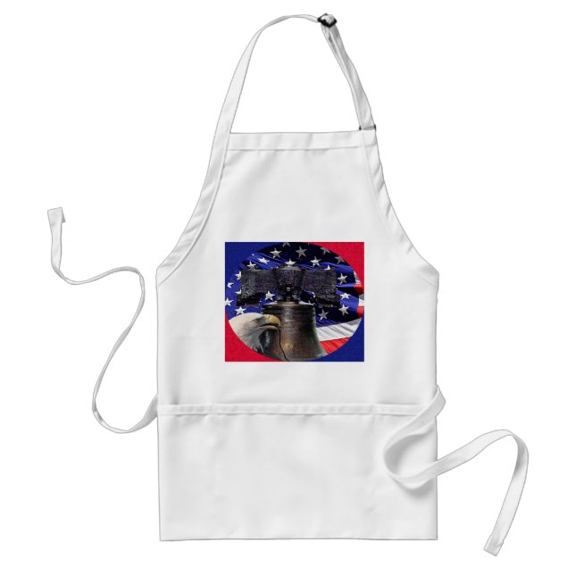 American Bald Eagle, Bell and Flag Adult Apron (Front)