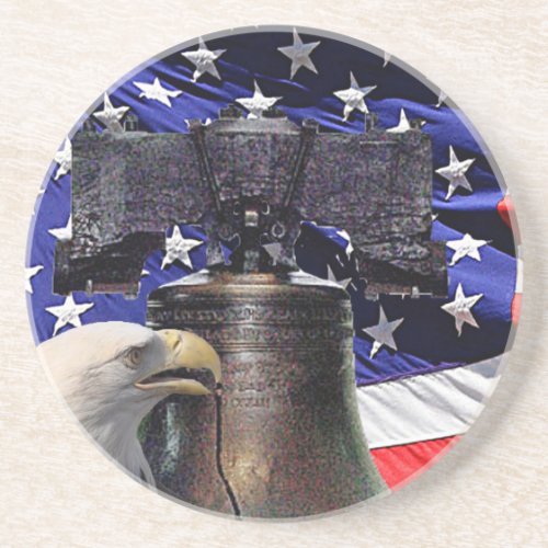 American Bald Eagle Bell and Flag Coaster