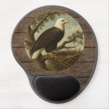 American Bald Eagle Dark Wood Gel Mouse Pad