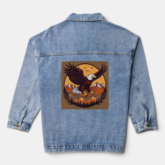 American Bald Eagle Denim Women's Jacket Design (Back)