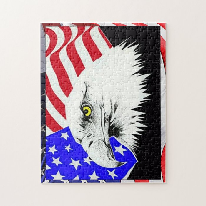 American Bald Eagle Drawing and Flag Puzzle