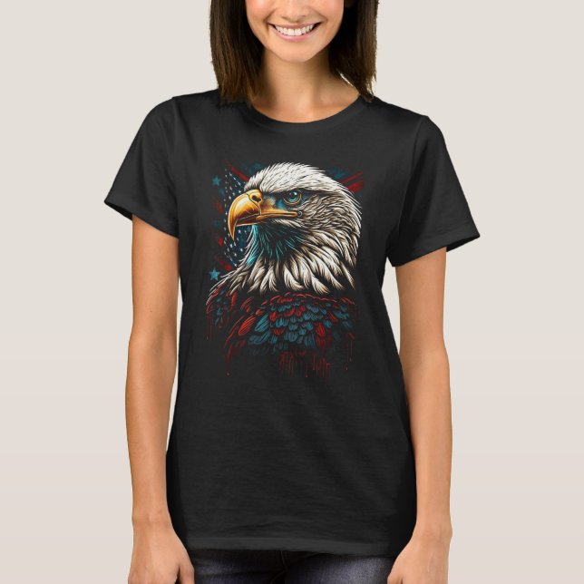 American Bald Eagle Eyes Flag Country 3 T-Shirt (Front)