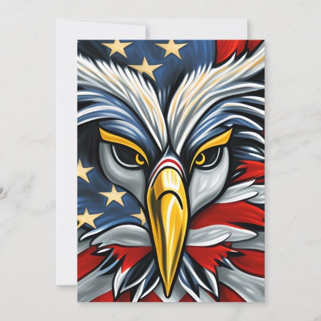 American Bald Eagle Flag Holiday Card (Front)