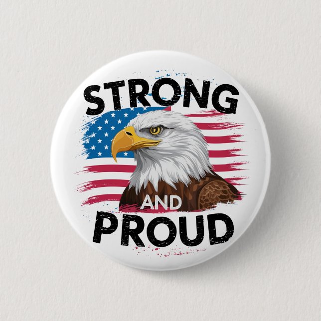 American Bald Eagle Flag Pin on Button (Front)