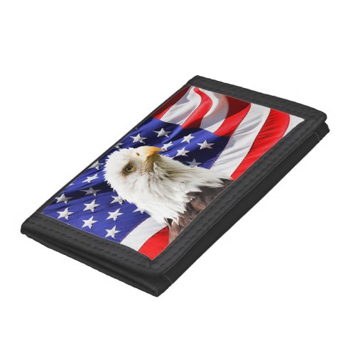 American Bald Eagle Flag Tri_fold Wallet