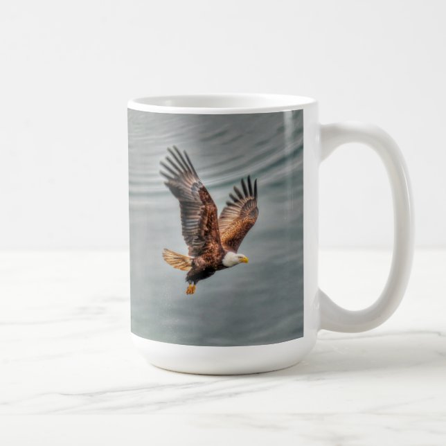 American Bald Eagle Flying Over Ocean Coffee Mug (Right)