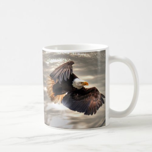 American Bald Eagle Flying Over Ocean Coffee Mug